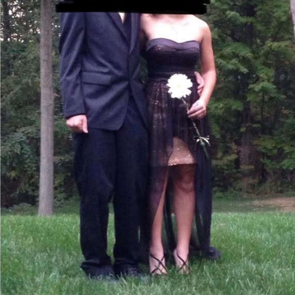 Black Strapless Dress with Gold Accents
